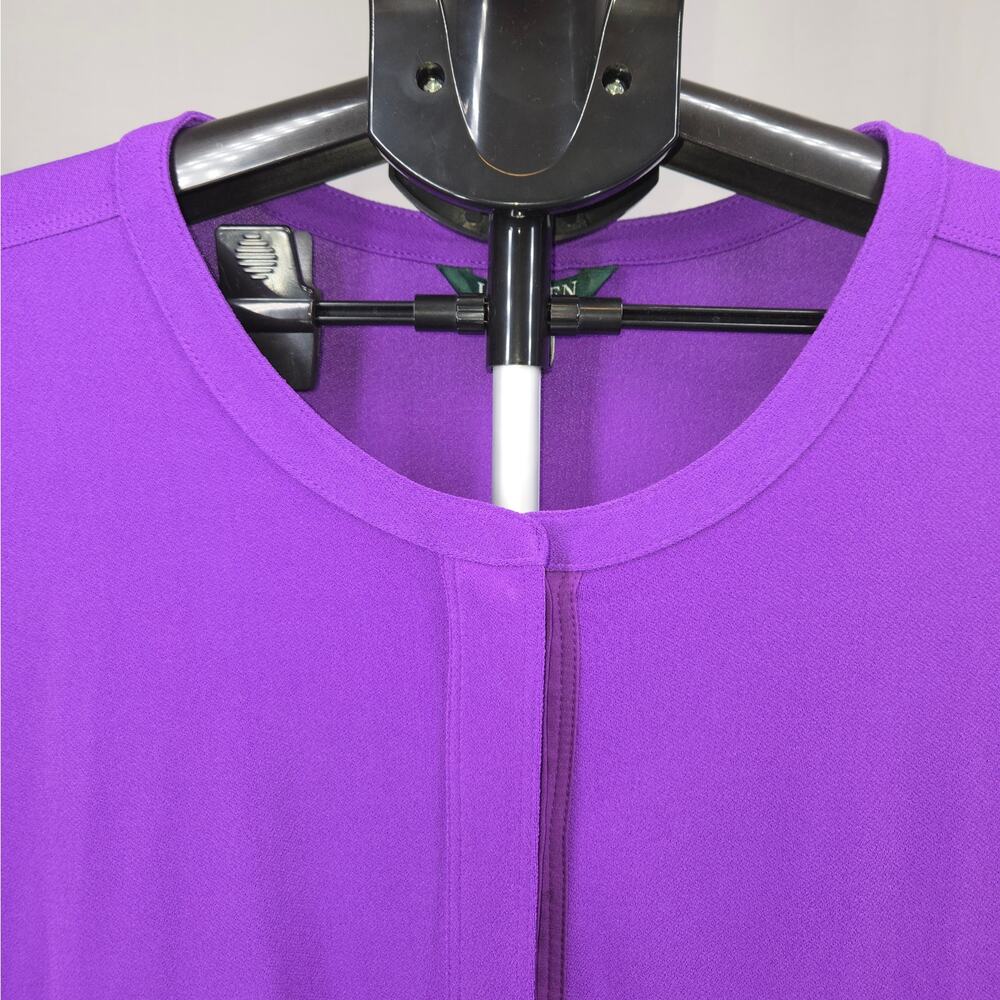 Lauren Ralph Lauren Purple Tunic 2X Hidden button Front Stretch Plus Size